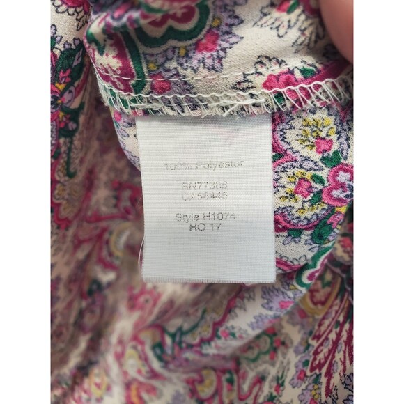 J Crew Paisley Medallion Printed Bell Sleeve Split Neck Blouse Size Medium - Picture 5 of 6